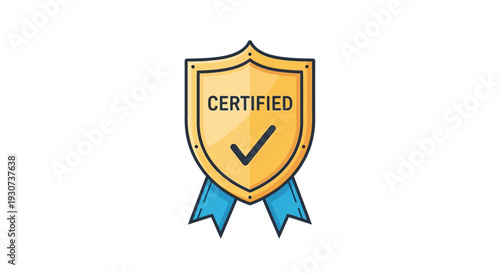 A golden shield with the word certified and a checkmark silhouette