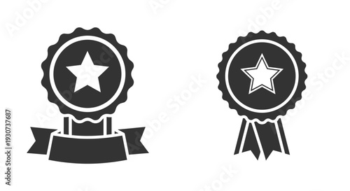 Two black award ribbons with stars a striking silhouette