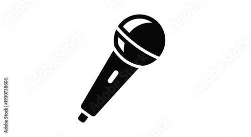 Simple black microphone graphic on a white background silhouette