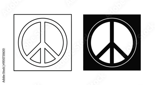 Two variations of the peace symbol presented as a stark silhouette