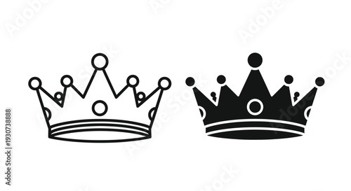 Two regal crown designs shown in a bold black silhouette