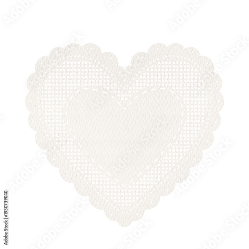 Fotografie A heart-shaped doily, crafted with delicate detail and intricate openwork design