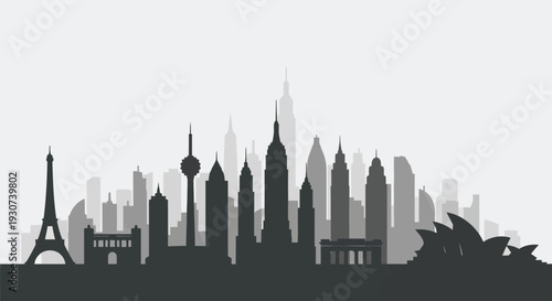 Set of city skylines vector