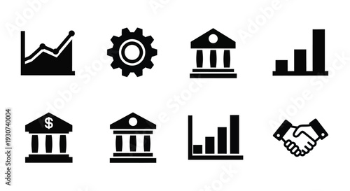Set of 8 finance icons vector