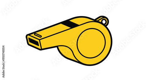 A bright yellow sports whistle illustration simple and bold silhouette