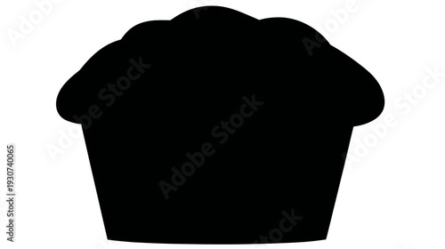 Black silhouette of a baked pastry in a paper cup against a white background