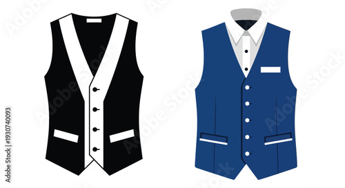 Two waistcoats presented in contrasting colors a striking silhouette