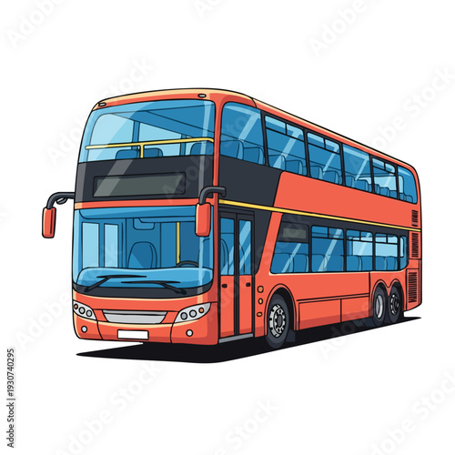 Red double decker bus illustration isolated on white background for london style public transit and urban commuter travel concepts vector graphic for tourism maps brochures and commercial designs