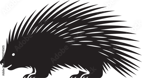 Black Porcupine Silhouette Vector Illustration