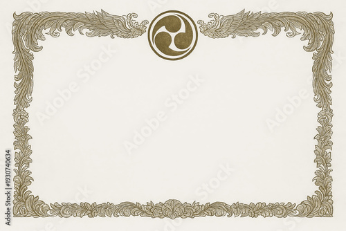 Certificate dan grade diplom karate. Old vintage diplom paper, with frame texture background art design.