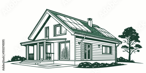 A charming single-story house with a pitched roof and a welcoming porch