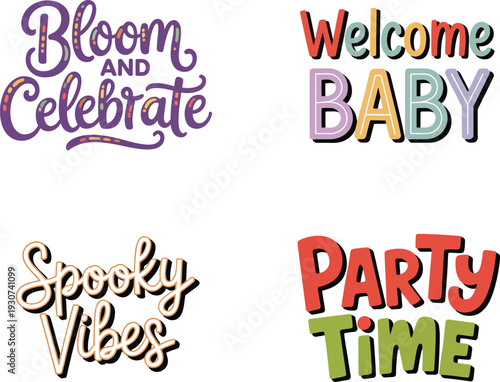 Cheerful Welcome BABY multi colored block letter typography celebrating new arrivals and baby showers