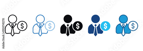 Financial Advisor Icon Set Multiple Style Of