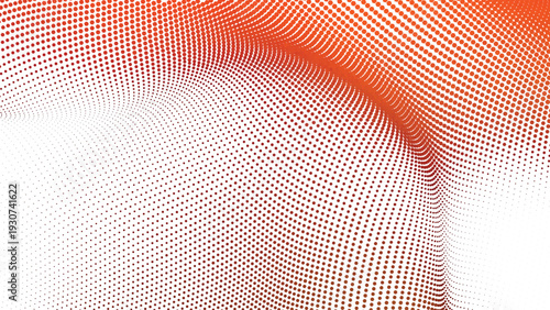 Abstract orange and white dot pattern forming a swirling wave