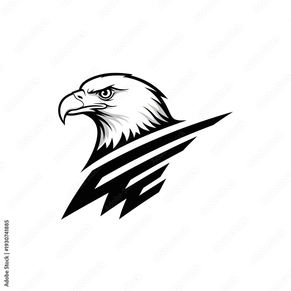 Obraz premium Bold eagle illustration against white background for commercial usage