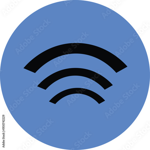 Modern Blue Circle Connectivity Icon with Triple Arc Signal Design