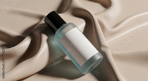 Wallpaper Mural A bottle of clear liquid with a white label on a beige and brown background Torontodigital.ca