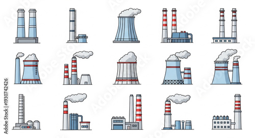 Industrial Factory Buildings and Chimneys.