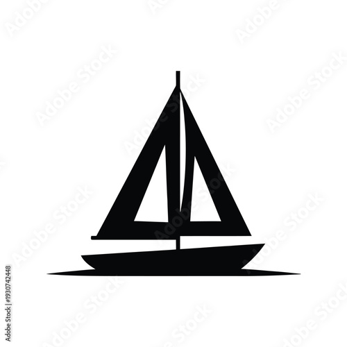 Sailboat silhouette vector isolated on white background for nautical design and logo use