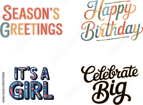 Playful Its a Girl typography featuring charming decorative patterns and vibrant colors for baby announcements