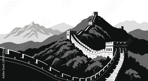 Vector illustration of the Great Wall of China