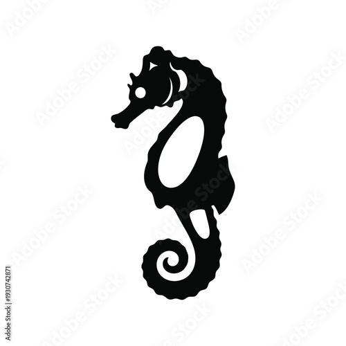 Seahorse vector silhouette isolated black marine animal icon for logo and design