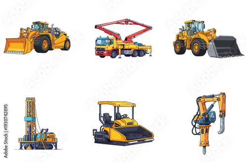Yellow dump truck cartoon vector illustration for construction and heavy hauling. Isolated on white, showcasing bulk material transport for building sites and road works.