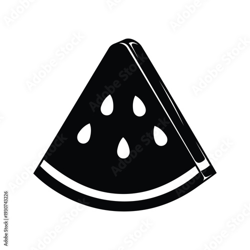Watermelon Slice Vector Silhouette Icon Isolated on White Background for Summer Design