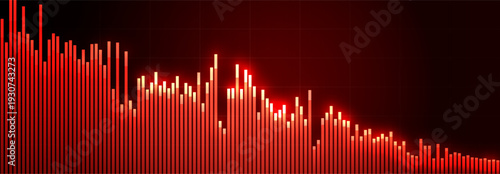 Stock Downturn Trend Red Graph Report. Downward Growth Financial Crisis Chart. Global Finance Collapse. Sanctions Tariffs Consequences, Trade War, Presentation Background Design. Vector Illustration
