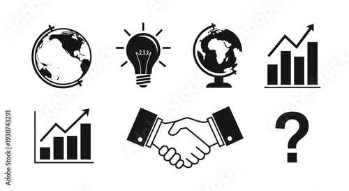 Set of 6 business icons vector