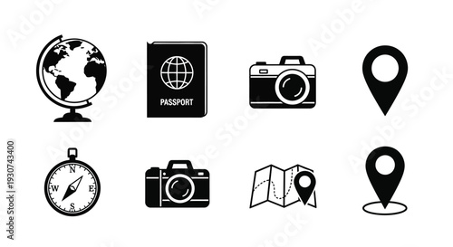 Set of 8 travel icons vector