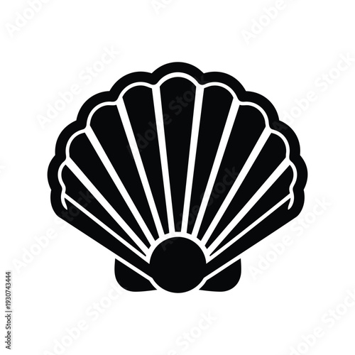Seashell vector silhouette black icon isolated on white for beach and summer design