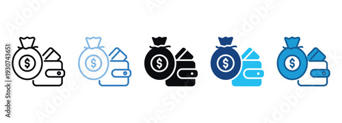 Wallet Icon Set Multiple Style Of