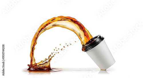 Wallpaper Mural A stream of brown liquid pouring out of a white paper cup Torontodigital.ca