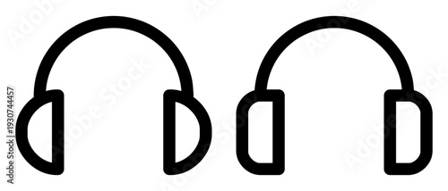 Customer Support Headset Outline Icon – Thin Line Audio Headphones Vector Symbol for Call Center, Helpdesk, Podcast, Music App, Streaming Service, Tech Interface, Web and Mobile UI Elements