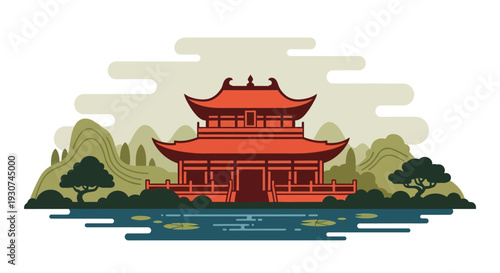 Vector illustration of a Chinese pagoda