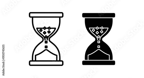 Hourglass icons in outline and solid styles, symbolizing time passing and ancient measurement
