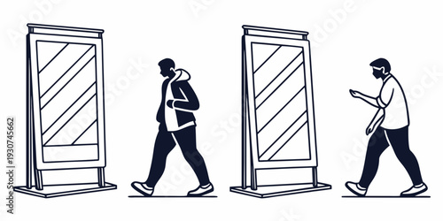 Two individuals walking past large glass doors in a modern building