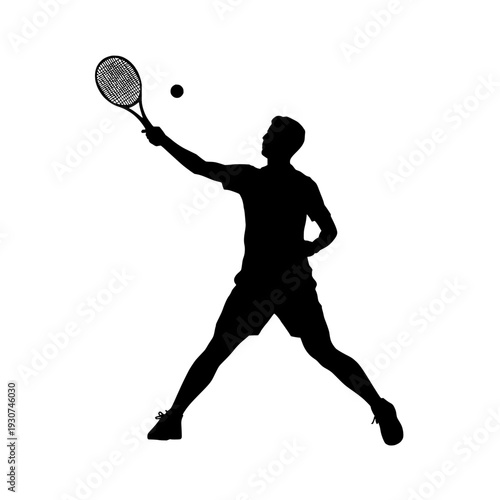 Illustration of silhouette of a man playing tennis with racket