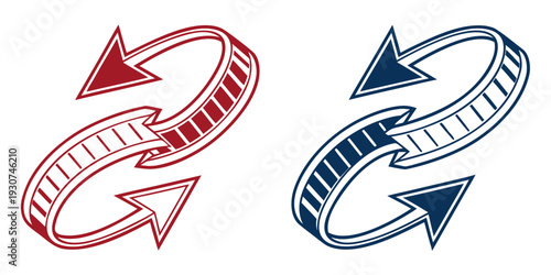 Two arrows in red and blue colors forming a circular pattern