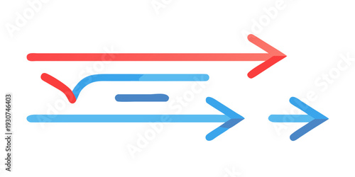 A visual representation of a process flow with arrows indicating direction and transition.