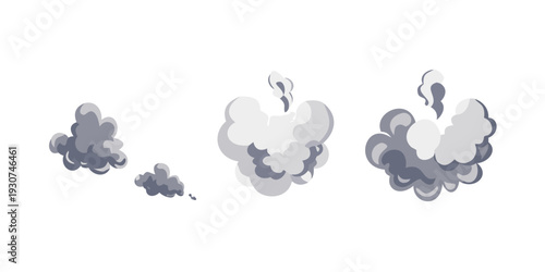 Three distinct cloud formations showcasing varying densities and shapes