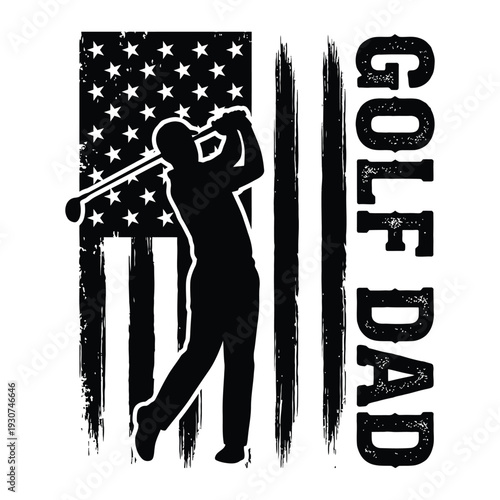 Golf Dad Patriotic American Flag Silhouette Sports Design