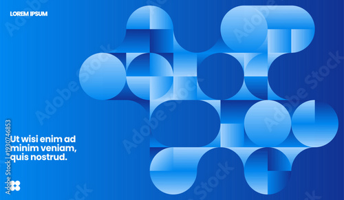 Mosaic pattern with circles shapes. Abstract bauhaus geometric shapes with metaball fusion. Background design.