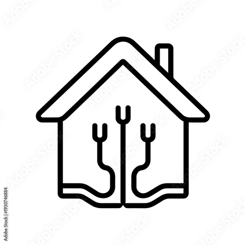 Outline of house with circuit lines representing smart technology  