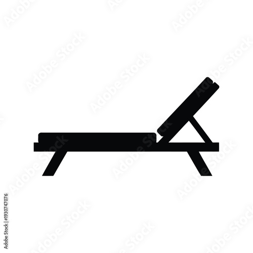 Sun lounger silhouette vector icon for summer, beach, and outdoor relaxation designs