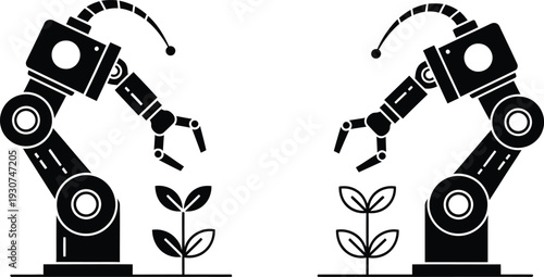 Robotic arms nurturing plants
