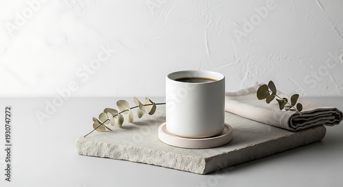 Wallpaper Mural A white candle and a rolled up towel on a stone slab Torontodigital.ca