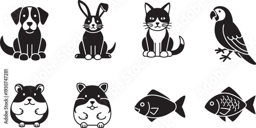 Common Domestic Pet Animal Vector Set