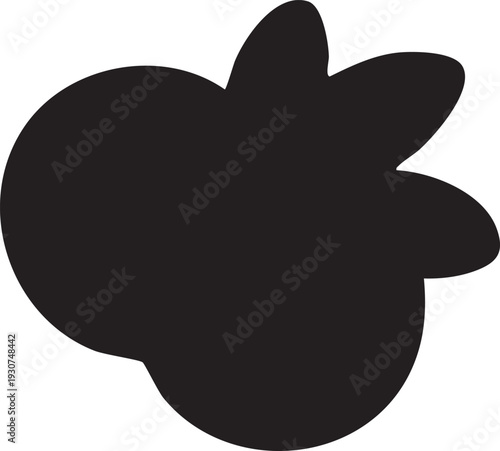 A large black silhouette of an apple with leaves on top